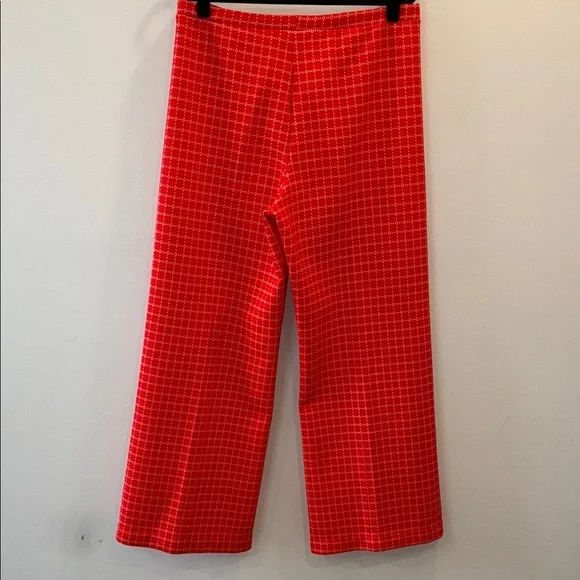 Vintage Gridstop Plaid Red Wide Leg Pants Size 18 - Picture 4 of 4